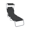 Sonnenliege Klappbar, Gartenliege Strandliege mit Sonnenschutz und 4-Fach Verstellbarer Rückenlehne,Schwarz - vuunot.com