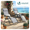 2er-Set Liegestuhl Klappbar, Relaxstuhl Garten mit Getränkehalter und Kopfpolster, Grau - vuunot.com
