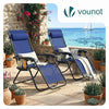 2er-Set Liegestuhl Klappbar, Relaxstuhl Garten mit Getränkehalter und Kopfpolster, Blau - vuunot.com