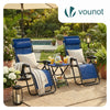 2er-Set Liegestuhl Klappbar mit Beistelltisch, Relaxstuhl Garten mit Getränkehalter und Kopfpolster, Blau - vuunot.com