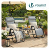 2er-Set Liegestuhl Klappbar mit Beistelltisch, Relaxstuhl Garten mit Getränkehalter und Kopfpolster, Grau - vuunot.com