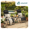 2er-Set Liegestuhl Klappbar mit Beistelltisch, Relaxstuhl Garten mit Getränkehalter und Kopfpolster, Schwarz - vuunot.com