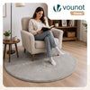 Weicher Kurzflor Teppich Wohnzimmer mit Antirutschmatte ф120 cm Grau - vuunot.com