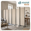 Paravent Raumteiler 6 Teilig auf Rollen Freistehend 340 x 30 x 164 cm Beige - vuunot.com