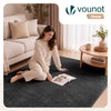 Weicher Kurzflor Teppich Wohnzimmer mit Antirutschmatte 160x230 cm Anthrazit - vuunot.com
