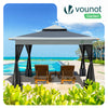 Pavillon 3,6x3,6m, Pop Up Partyzelt mit Mesh Sides & Doppeldach Faltpavillon Grau - vuunot.com