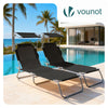 2er Set Sonnenliege Klappbar, Gartenliege Strandliege mit Sonnenschutz und 4-Fach Verstellbarer Rückenlehne,Schwarz - vuunot.com