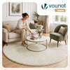 Weicher Kurzflor Teppich Wohnzimmer mit Antirutschmatte ф200 cm Beige - vuunot.com