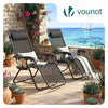 2er-Set Liegestuhl Klappbar, Relaxstuhl Garten mit Getränkehalter und Kopfpolster, Schwarz - vuunot.com