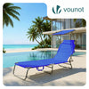 Sonnenliege Klappbar, Gartenliege Strandliege mit Sonnenschutz und 4-Fach Verstellbarer Rückenlehne, Blau - vuunot.com