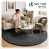 Weicher Kurzflor Teppich Wohnzimmer mit Antirutschmatte ф200 cm Anthrazit - vuunot.com