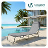 Sonnenliege Klappbar, Gartenliege Strandliege mit Sonnenschutz und 4-Fach Verstellbarer Rückenlehne, Gris - vuunot.com