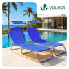 2er Set Sonnenliege Klappbar, Gartenliege Strandliege mit Sonnenschutz und 4-Fach Verstellbarer Rückenlehne, Blau - vuunot.com