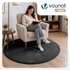 Weicher Kurzflor Teppich Wohnzimmer mit Antirutschmatte ф120 cm Anthrazit - vuunot.com