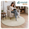 Weicher Kurzflor Teppich Wohnzimmer mit Antirutschmatte ф120 cm Beige - vuunot.com