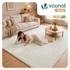 Weicher Kurzflor Teppich Wohnzimmer mit Antirutschmatte 200x300 cm Creme - vuunot.com