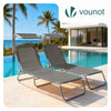 2er Set Sonnenliege Klappbar, Gartenliege Strandliege mit Sonnenschutz und 4-Fach Verstellbarer Rückenlehne, Gris - vuunot.com