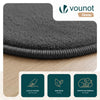 Weicher Kurzflor Teppich Wohnzimmer mit Antirutschmatte ф200 cm Anthrazit - vuunot.com