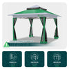 Pavillon 3,6x3,6m, Pop Up Partyzelt mit Mesh Sides & Doppeldach Faltpavillon Grün - vuunot.com