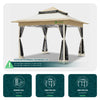 Pavillon Faltbar 3.6x3.6m, Pop Up Faltpavillon Gartenzelt Partyzelt Gartenpavillon, Beige - vuunot.com