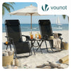 2er-Set Liegestuhl Klappbar mit Beistelltisch, Relaxstuhl Garten mit Getränkehalter und Kopfpolster, Schwarz - vuunot.com