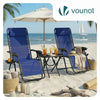 2er-Set Liegestuhl Klappbar mit Beistelltisch, Relaxstuhl Garten mit Getränkehalter und Kopfpolster, Blau - vuunot.com