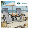 2er-Set Liegestuhl Klappbar mit Beistelltisch, Relaxstuhl Garten mit Getränkehalter und Kopfpolster, Grau - vuunot.com