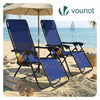 2er-Set Liegestuhl Klappbar, Relaxstuhl Garten mit Getränkehalter und Kopfpolster, Blau - vuunot.com