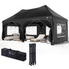 3x6m Faltpavillon Pavillon Wasserdicht mit 6 Seitenwänden, Partyzelt Gartenzelt Schwarz - vuunot.com