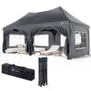3x6m Faltpavillon Pavillon Wasserdicht mit 6 Seitenwänden, Partyzelt Gartenzelt Grau - vuunot.com