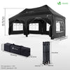 3x6m Faltpavillon Pavillon Wasserdicht mit 6 Seitenwänden, Partyzelt Gartenzelt Schwarz - vuunot.com