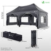 3x6m Faltpavillon Pavillon Wasserdicht mit 6 Seitenwänden, Partyzelt Gartenzelt Grau - vuunot.com
