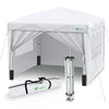 Pavillon 3x3m mit 4 Seitenteilen & 4 Sandsäcke, Pop Up Faltpavillon, Faltbar Gartenzelt Partyzelt, inkl. Tasche, Weiß - vuunot.com