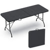 Gartentisch Klapptisch 180x75 cm Campingtisch Buffettisch Klappbar, Rattan Optik Schwarz - vuunot.com