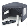 Pavillon 3x3m mit 4 Seitenteilen & 4 Sandsäcke, Pop Up Faltpavillon, Faltbar Gartenzelt Partyzelt, inkl. Tasche, Grau - vuunot.com