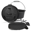 BBQ Dutch Oven Feuertopf Gusseisen 9 Liter, eingebrannter Kochtopf Schmortopf mit Füßen Deckel Deckelheber - vuunot.com
