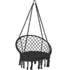Hängesessel mit Kissen, Boho Hängestuhl zum Aufhängen Hängeschaukel für Erwachsene und Kinder, Indoor und Outdoor, Schwarz - vuunot.com