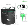 5er Pflanzsack 30L, Pflanztasche mit Pflanzenschilder zum Beschriften - vuunot.com