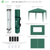 Pavillon 3x3m mit 4 Seitenteilen & 4 Sandsäcke, Pop Up Faltpavillon, Faltbar Gartenzelt Partyzelt, inkl. Tasche, Grün - vuunot.com