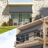 Klemmmarkise Balkon mit Handkurbel, höhenverstellbar Balkonmarkise ohne Bohren, UV-beständig, Wasserdicht & Sonnenschutz, 300 cm breit, Grau - vuunot.com