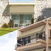 Klemmmarkise Balkon mit Handkurbel, höhenverstellbar Balkonmarkise ohne Bohren, UV-beständig, Wasserdicht & Sonnenschutz, 200 cm breit, Beige - vuunot.com