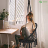 Hängesessel mit Kissen, Boho Hängestuhl zum Aufhängen Hängeschaukel für Erwachsene und Kinder, Indoor und Outdoor, Schwarz - vuunot.com