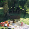 Hängesessel mit Kissen, Boho Hängestuhl zum Aufhängen Hängeschaukel für Erwachsene und Kinder, Indoor und Outdoor, Schwarz - vuunot.com