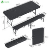 Bierzeltgarnitur Klappbar 3-teilig Set, 1 Biertisch & 2 Bierbänke, Festzeltgarnitur Rattan-Optik Gartengarnitur Campingset, Schwarz - vuunot.com