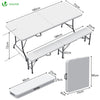Bierzeltgarnitur Klappbar 3-teilig Set, 1 Biertisch & 2 Bierbänke, Festzeltgarnitur Rattan-Optik Gartengarnitur Campingset, Weiß - vuunot.com