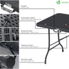 Gartentisch Klapptisch 180x75 cm Campingtisch Buffettisch Klappbar, Rattan Optik Schwarz - vuunot.com