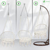 Hängesessel mit Kissen, Boho Hängestuhl zum Aufhängen Hängeschaukel für Erwachsene und Kinder, Indoor und Outdoor, Beige - vuunot.com