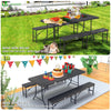 Gartentisch Klapptisch 180x75 cm Campingtisch Buffettisch Klappbar, Rattan Optik Schwarz - vuunot.com