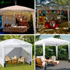 Pavillon 3x3m mit 4 Seitenteilen & 4 Sandsäcke, Pop Up Faltpavillon, Faltbar Gartenzelt Partyzelt, inkl. Tasche, Weiß - vuunot.com