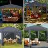 Pavillon 3x3m mit 4 Seitenteilen & 4 Sandsäcke, Pop Up Faltpavillon, Faltbar Gartenzelt Partyzelt, inkl. Tasche, Grau - vuunot.com